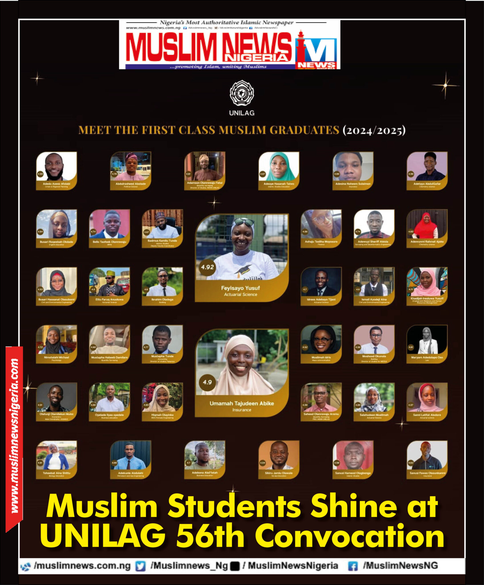Muslim students excel at UNILAG 56th convocation as MSSN, staff adviser ...